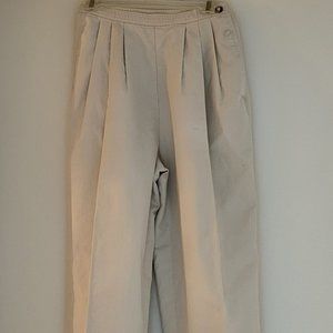 Beige Cream Vintage 100% Cotton Pants High Waisted Fully Lined - Gorgeous!